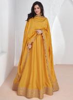 Premium Silk Yellow Party Wear Embroidery Work Readymade Gown